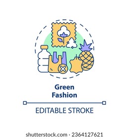 Icono 2D editable multicolor concepto de moda verde, simple vector aislado, moda sostenible ilustración de línea delgada.
