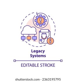 2D editable multicolor icon legacy systems concept, isolated vector, health interoperability resources thin line illustration.