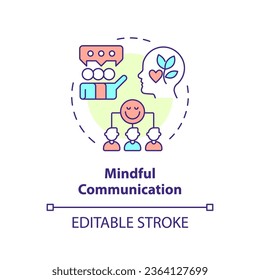 2D editable multicolor icon mindful communication concept, isolated vector, mindful entrepreneurship thin line illustration.