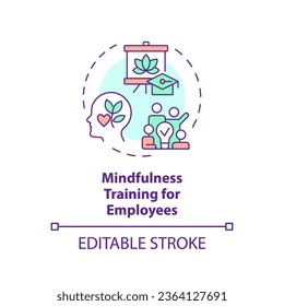 2D editable multicolor icon mindfulness training for employees concept, isolated vector, mindful entrepreneurship thin line illustration.