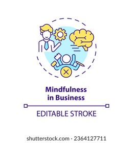 2D editable multicolor icon mindfulness in business concept, isolated vector, mindful entrepreneurship thin line illustration.