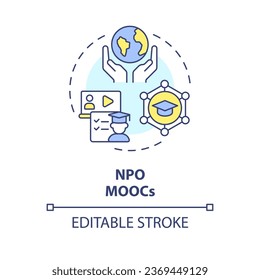 2D editable multicolor icon NPO MOOCs concept, simple isolated vector, MOOC thin line illustration.