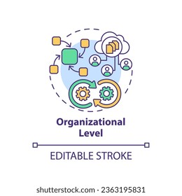 2D editable multicolor icon organizational level concept, isolated vector, health interoperability resources thin line illustration.