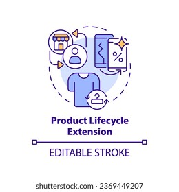 2D editable multicolor icon product lifecycle extension concept, simple isolated vector, C2C thin line illustration.