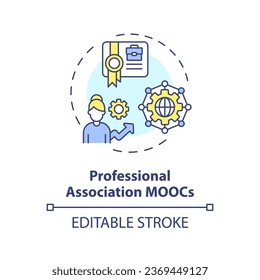 2D editable multicolor icon professional association MOOCs concept, simple isolated vector, MOOC thin line illustration.