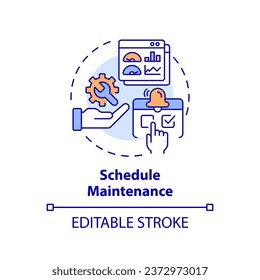2D editable multicolor icon schedule maintenance concept, simple isolated vector, predictive maintenance thin line illustration.
