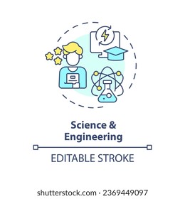 2D editable multicolor icon science and engineering concept, simple isolated vector, MOOC thin line illustration.