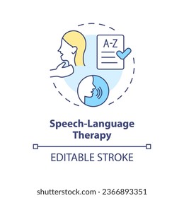 2D editable multicolor icon speech language therapy concept, simple isolated vector, dyslexia thin line illustration.