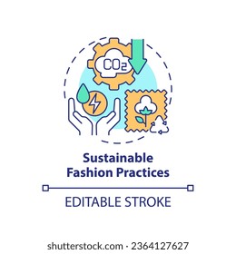 2D editable multicolor icon sustainable fashion practices concept, simple isolated vector, sustainable fashion thin line illustration.