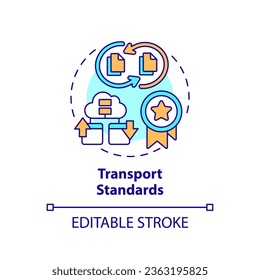 2D editable multicolor icon transport standards concept, isolated vector, health interoperability resources thin line illustration.