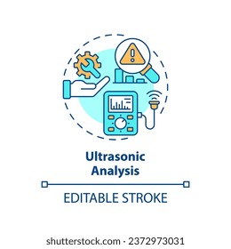 2D editable multicolor icon ultrasonic analysis concept, simple isolated vector, predictive maintenance thin line illustration.