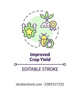 2D editable multicolor improved crop yield icon, simple isolated vector, integrated pest management thin line illustration.