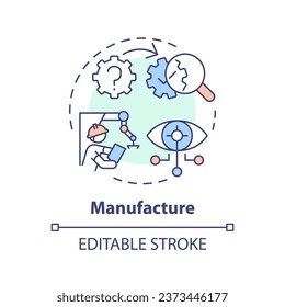 Icono de fabricación 2D editable multicolor, simple vector aislado, ingeniero de IA ilustración de línea delgada.