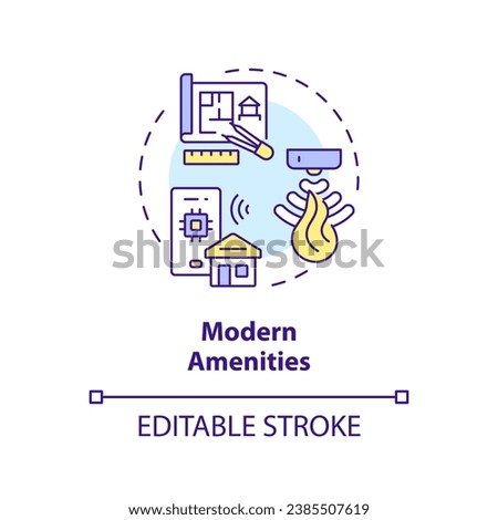2D editable multicolor modern amenities icon, simple isolated vector, construction cost thin line illustration.