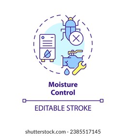 2D editable multicolor moisture control icon, simple isolated vector, integrated pest management thin line illustration.