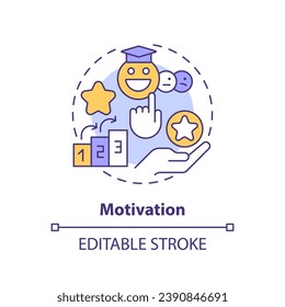 2D editierbares mehrfarbiges Motivationssymbol, einfache einzelne Vektorgrafik, Lerntheorien dünne Linie Illustration.