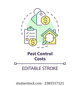 2D editable multicolor pest control costs icon, simple isolated vector, integrated pest management thin line illustration.