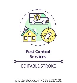 Icono de servicios de control de plagas 2D editable multicolor, vector aislado simple, ilustración de línea delgada de manejo integrado de plagas.