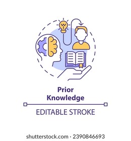 2D editable multicolor prior knowledge icon, simple isolated vector, learning theories thin line illustration.
