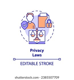 2D editable multicolor privacy laws icon, simple isolated vector, cyber law thin line illustration.