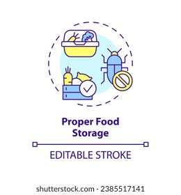 2D editable multicolor proper food storage icon, simple isolated vector, integrated pest management thin line illustration.
