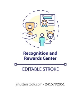 2D editable multicolor recognition and rewards center icon, simple isolated vector, thin line illustration representing extracurricular activities.