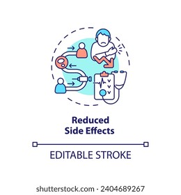2D editable multicolor reduced side effects icon, simple isolated vector, thin line illustration representing cell therapy.