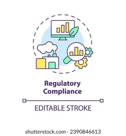 2D editable multicolor regulatory compliance icon, simple isolated vector, climate metrics thin line illustration.