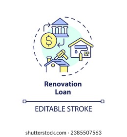 Icono de préstamo de renovación multicolor editable en 2D, vector aislado simple, ilustración de línea delgada costo de construcción.