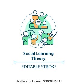2D editable multicolor social learning theory icon, simple isolated vector, learning theories thin line illustration.