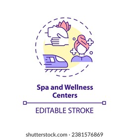 2D editable multicolor spa and wellness centers icon, simple isolated vector, medical tourism thin line illustration.