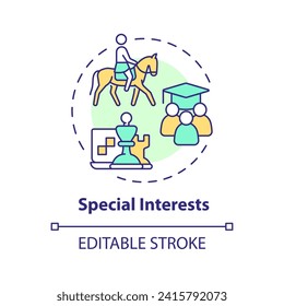 2D editable multicolor special interests icon, simple isolated vector, thin line illustration representing extracurricular activities.