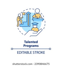 2D editable multicolor talented programs icon, simple isolated vector, learning theories thin line illustration.