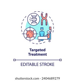 2D editable multicolor targeted treatment icon, simple isolated vector, thin line illustration representing cell therapy.