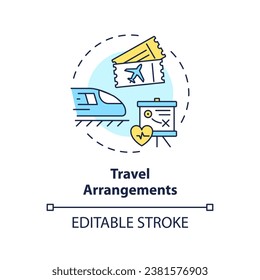 2D editable multicolor travel arrangements icon, simple isolated vector, medical tourism thin line illustration.