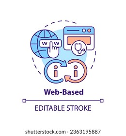 2D editable multicolor web-based icon concept, isolated vector, health interoperability resources thin line illustration.