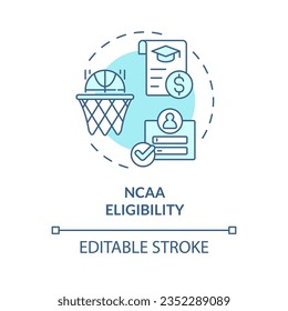 2D editable NCAA eligibility blue thin line icon concept, isolated vector, illustration representing athletic scholarship.
