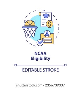 2D editable NCAA eligibility thin line icon concept, isolated vector, multicolor illustration representing athletic scholarship.