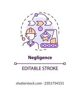 2D editable negligence thin line icon concept, isolated vector, multicolor illustration representing product liability.