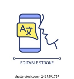 2D editable NLP icon representing voice assistant, isolated vector, multicolor thin line illustration.