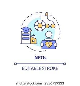 2D editable NPOs thin line icon concept, isolated vector, multicolor illustration representing athletic scholarship.