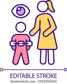 2D editable parenting dynamics icon representing codependent relationship, isolated vector, colorful thin line illustration.