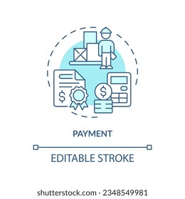 2D editable payment thin line icon concept, isolated vector, blue illustration representing vendor management.