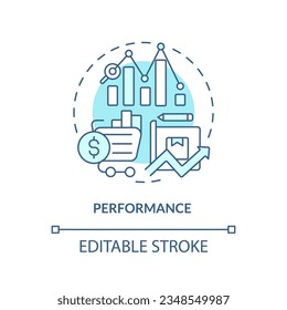 2D editable performance thin line icon concept, isolated vector, blue illustration representing vendor management.