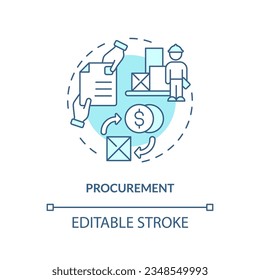 2D editable procurement thin line icon concept, isolated vector, blue illustration representing vendor management.