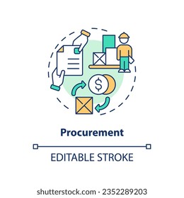 2D editable procurement thin line icon concept, isolated vector, multicolor illustration representing vendor management.