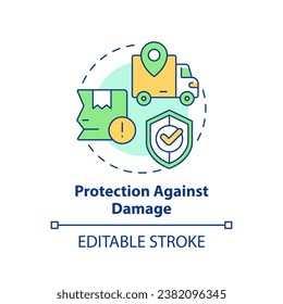 2D editable protection against damage icon representing moving service, simple isolated vector, multicolor thin line illustration.