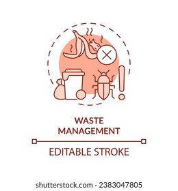 2D editable red waste management icon, monochromatic isolated vector, integrated pest management thin line illustration.