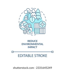 2D editable reduce el icono de impacto ambiental que representa el concepto de agricultura vertical e hidroponía, vector aislado, ilustración de línea delgada.