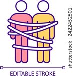 2D editable relationships with addicts icon representing codependent relationship, isolated vector, multicolor thin line illustration.